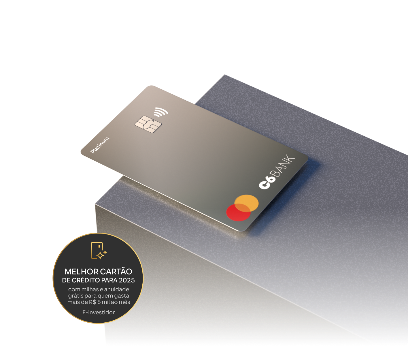 Cartão C6 Platinum com selo de “Melhor cartão de crédito para 2025”.